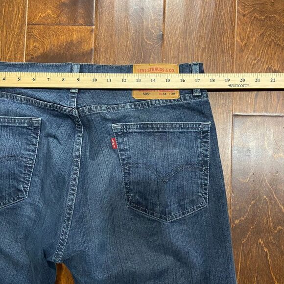 Levi's 505 Regular Fit Straight Leg Denim Blue Jeans Men's Size 34W x 30L - Picture 7 of 10